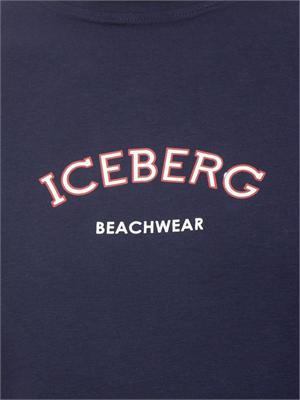 T-shirt blu Iceberg beachwear uomo con stampa logo in UOMO