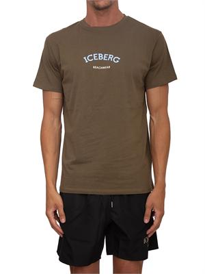 T-shirt verde Iceberg beachwear uomo con stampa logo in UOMO