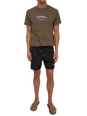 T-shirt verde Iceberg beachwear uomo con stampa logo in UOMO