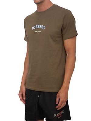 T-shirt verde Iceberg beachwear uomo con stampa logo in UOMO