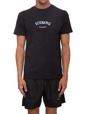 T-shirt nera Iceberg beachwear uomo con stampa logo in UOMO