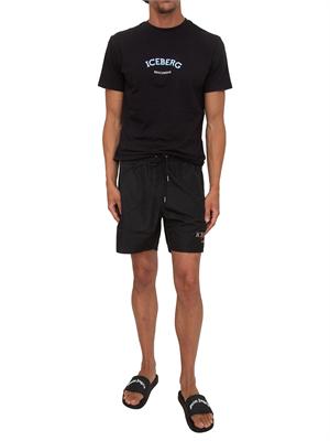 T-shirt nera Iceberg beachwear uomo con stampa logo in UOMO