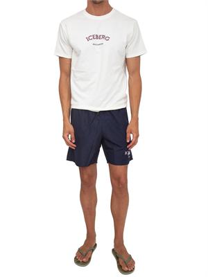 T-shirt crema Iceberg beachwear uomo con stampa logo in UOMO