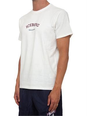 T-shirt crema Iceberg beachwear uomo con stampa logo in UOMO