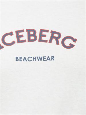 T-shirt crema Iceberg beachwear uomo con stampa logo in UOMO