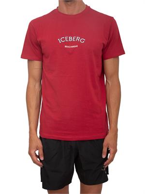 T-shirt rossa Iceberg beachwear uomo con stampa logo in UOMO