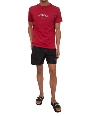 T-shirt rossa Iceberg beachwear uomo con stampa logo in UOMO