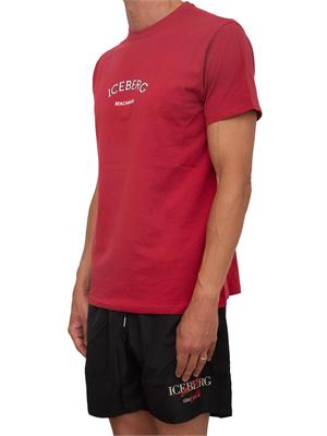 T-shirt rossa Iceberg beachwear uomo con stampa logo in UOMO