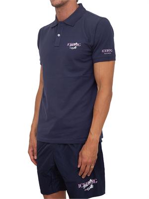 Polo blu Iceberg Beachwear uomo in cotone con logo in UOMO