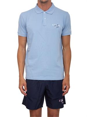 Polo azzurra Iceberg Beachwear uomo in cotone con logo in UOMO