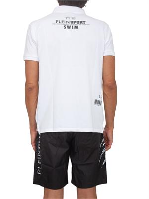 Polo Plein Sport Swim in piquet di cotone bianco in UOMO
