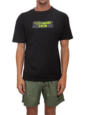 T-shirt uomo Plein Sport Swim in cotone nero con logo in UOMO