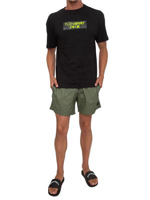 T-shirt uomo Plein Sport Swim in cotone nero con logo in UOMO
