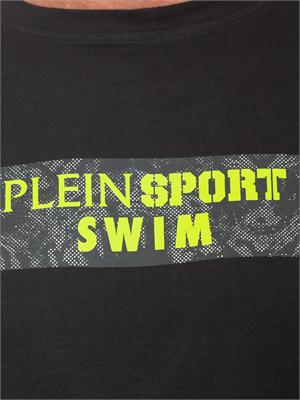 T-shirt uomo Plein Sport Swim in cotone nero con logo in UOMO