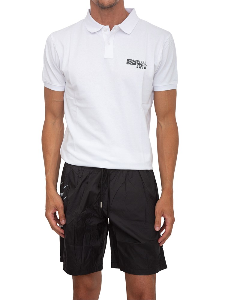 Polo uomo Plein Sport Swim in cotone bianco