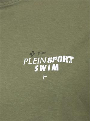 T-shirt uomo Plein Sport Swim in cotone verde militare in UOMO