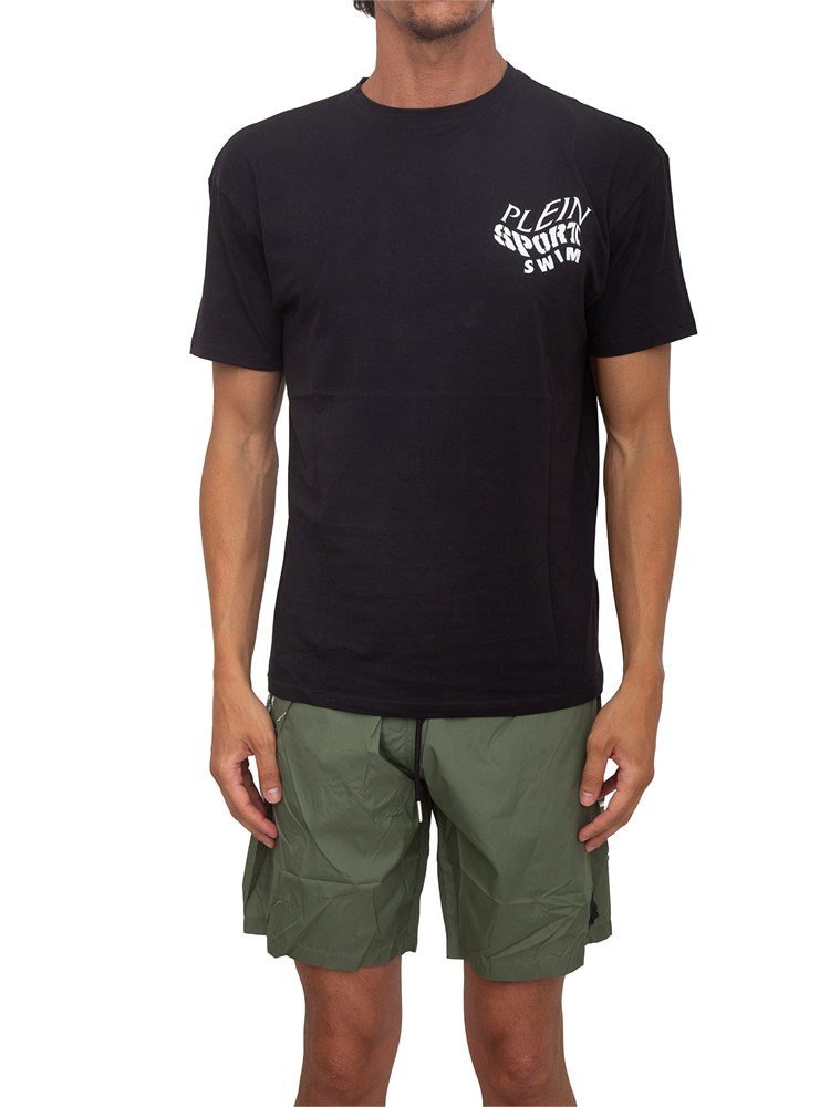 T-shirt nera Plein Sport Swim uomo con maxi stampa dietro