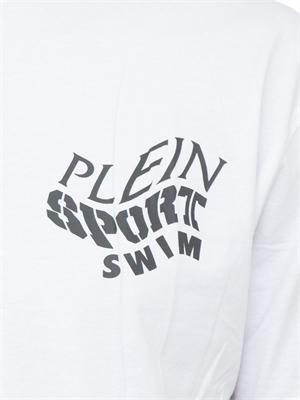 T-shirt bianca Plein Sport Swim uomo con maxi stampa dietro in UOMO