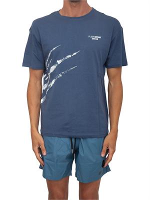 T-shirt uomo Plein Sport Swim in cotone blu con stampe in UOMO