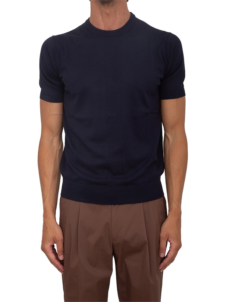 T-shirt maglia Corneliani in seta e cotone blu