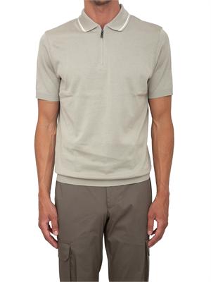 Polo maglia Corneliani in cotone beige con zip in UOMO