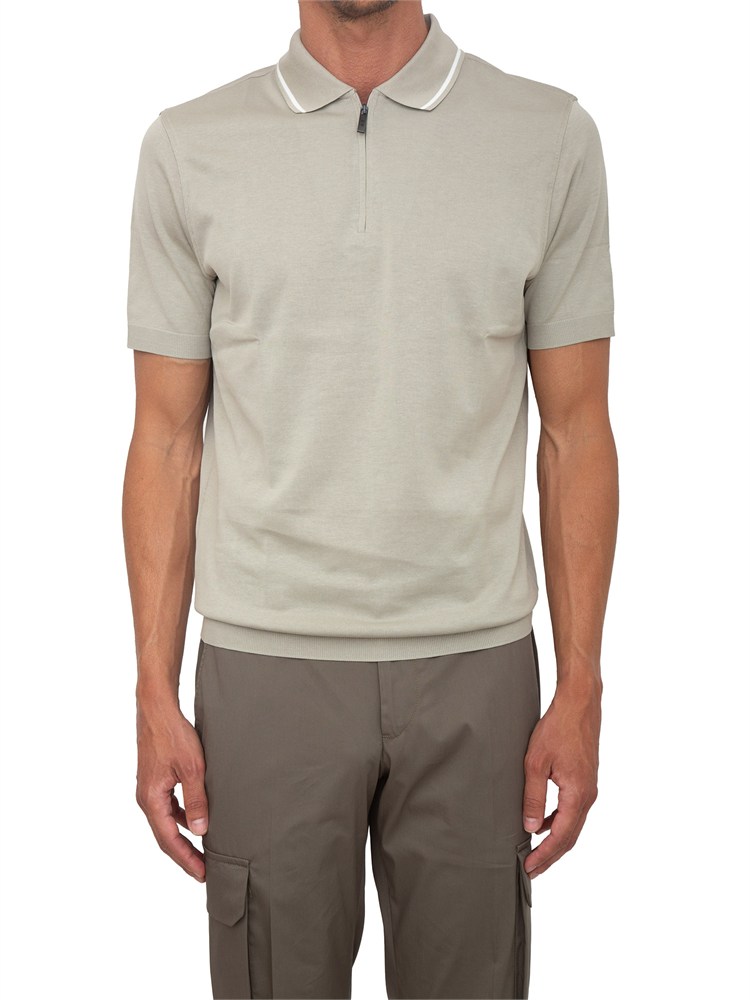 Polo maglia Corneliani in cotone beige con zip