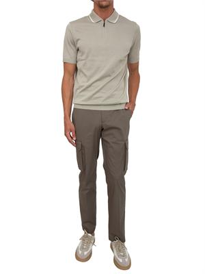 Polo maglia Corneliani in cotone beige con zip in UOMO