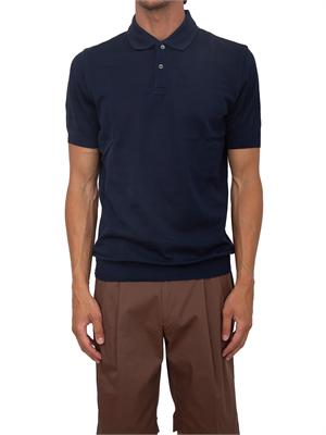 Polo Corneliani in cotone blu con trama maglia in UOMO
