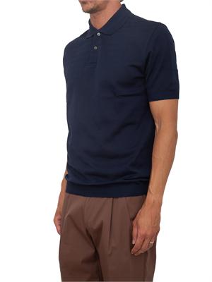 Polo Corneliani in cotone blu con trama maglia in UOMO