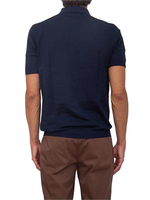Polo Corneliani in cotone blu con trama maglia in UOMO