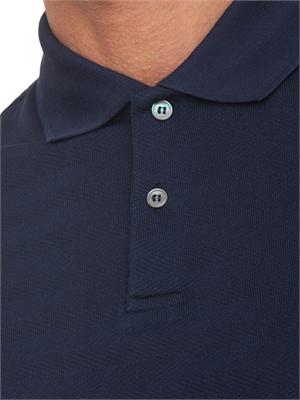 Polo Corneliani in cotone blu con trama maglia in UOMO