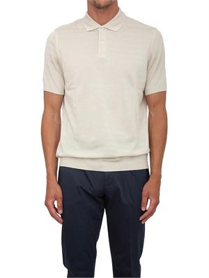 Polo Corneliani in cotone avorio con trama maglia in UOMO