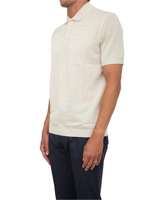 Polo Corneliani in cotone avorio con trama maglia in UOMO