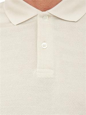 Polo Corneliani in cotone avorio con trama maglia in UOMO