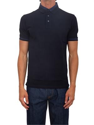 Polo uomo Emporio Armani in cotone blu con profili in UOMO