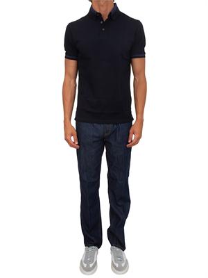 Polo uomo Emporio Armani in cotone blu con profili in UOMO