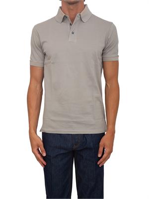 Polo uomo Emporio Armani in cotone grigio con profili in UOMO
