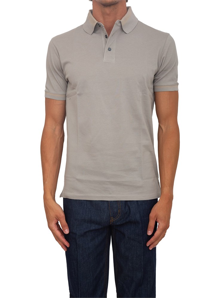 Polo uomo Emporio Armani in cotone grigio con profili