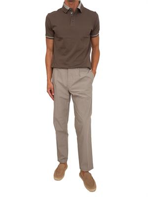 Polo uomo Emporio Armani in cotone marrone con profili in UOMO