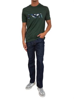 T-shirt Emporio Armani in cotone verde ricamo logo in UOMO