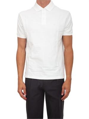 Polo Emporio Armani uomo in piquet di cotone bianco in UOMO