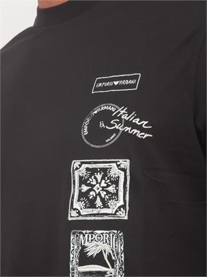 T-shirt Emporio Armani uomo in cotone nero e logo in UOMO