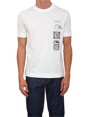 T-shirt Emporio Armani uomo in cotone bianco e logo in UOMO