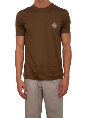 T-shirt Emporio Armani in tessuto marrone con logo in UOMO