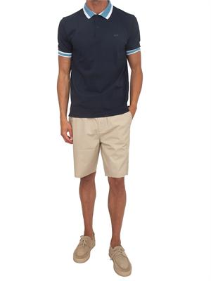 Polo SUN68 in cotone blu con profili in UOMO