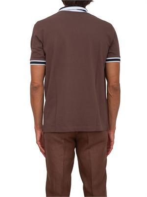 Polo SUN68 in cotone marrone con profili in UOMO
