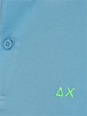 Polo Sun68 in piquet di cotone azzurro con profili in UOMO