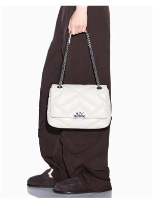 Borsa Armani Exchange in ecopelle bianco panna in DONNA