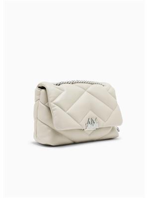 Borsa Armani Exchange in ecopelle bianco panna in DONNA
