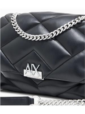 Borsa Armani Exchange in ecopelle nera in DONNA
